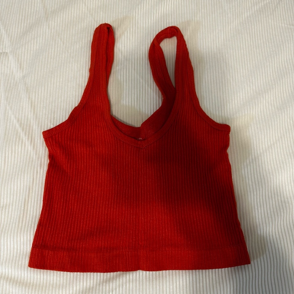 Urban Outfitters Red Ribbed Tank Crop